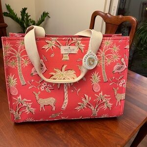 NWT Spartina Shopper Tote Lowcountry Fauna Red